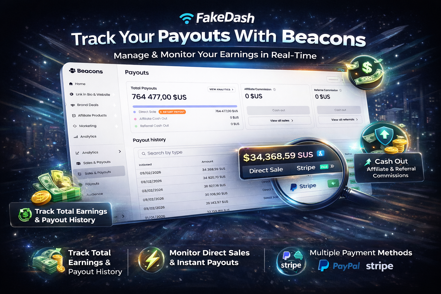 Fake Dashboard Beacons | Customizable Dashboard